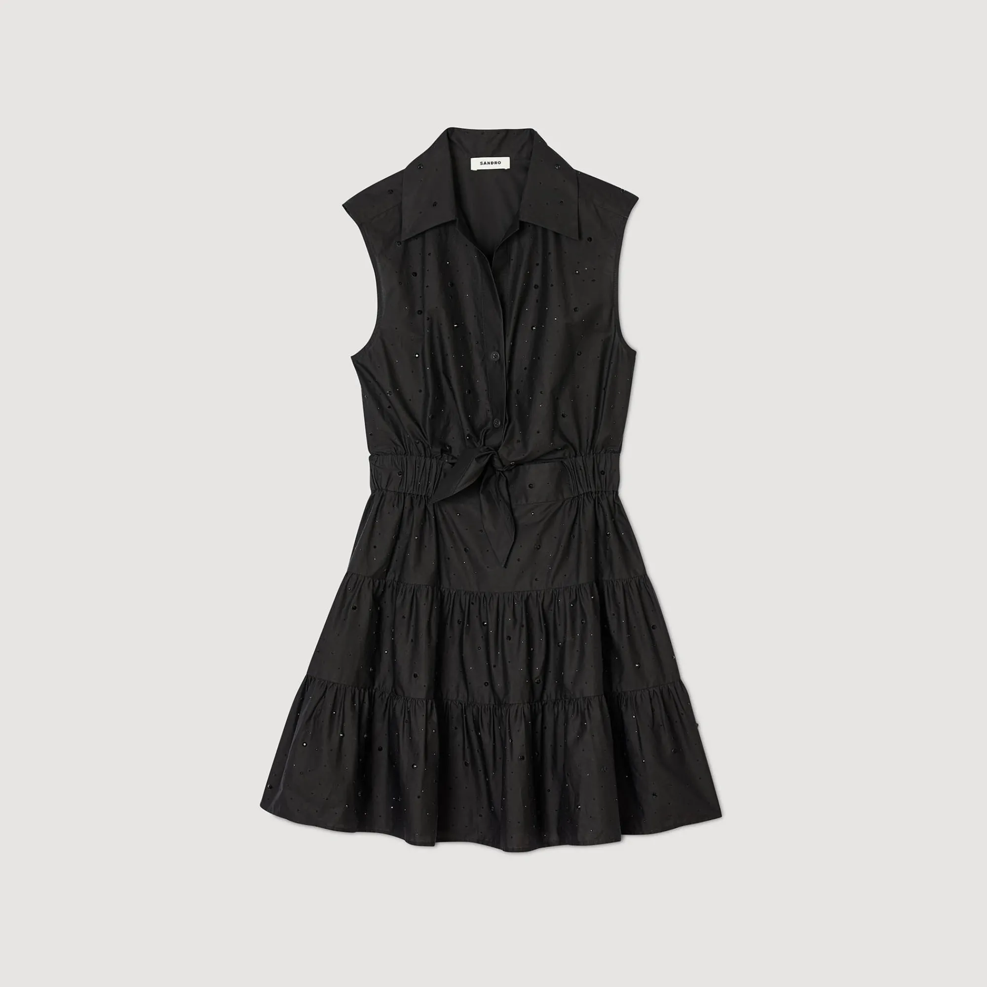 Robes*SANDRO Robe Courte Drapée Et Strassée Noir
