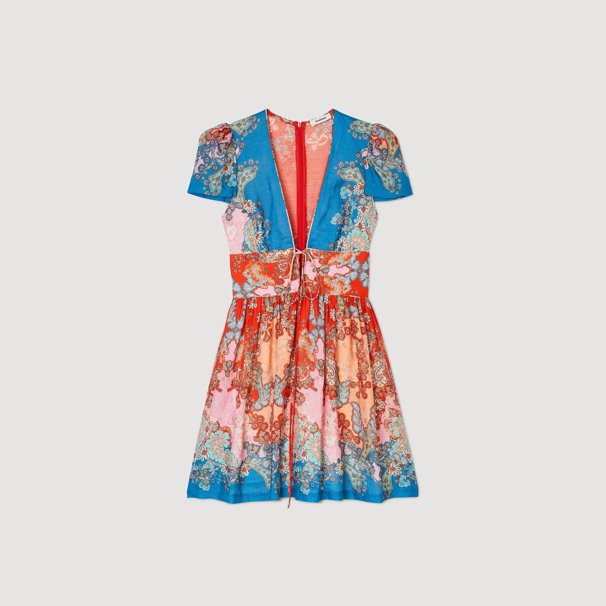 Robes*SANDRO Robe Courte Imprimée Rouge / Bleu