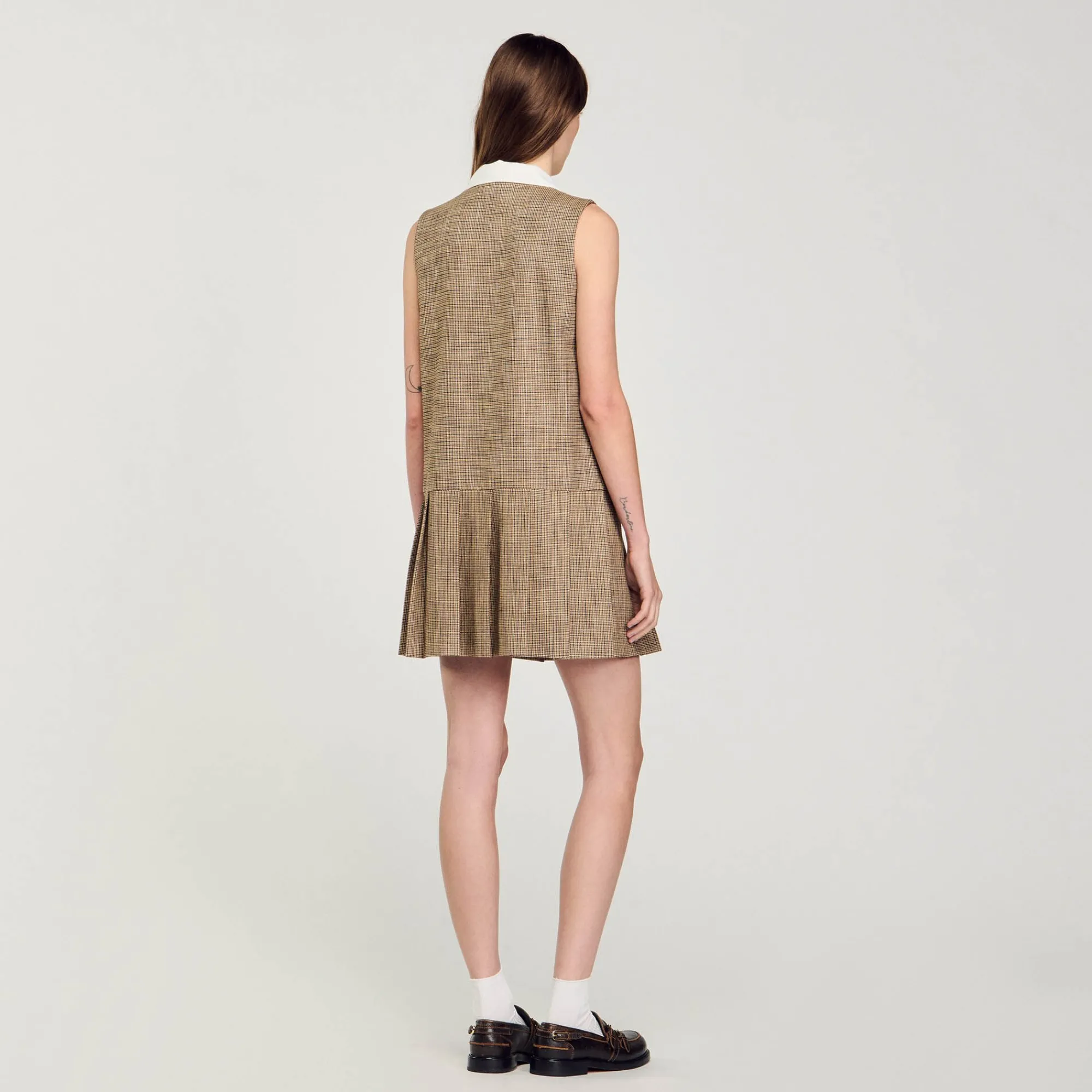 Robes*SANDRO Robe Courte Pied De Puce Marron