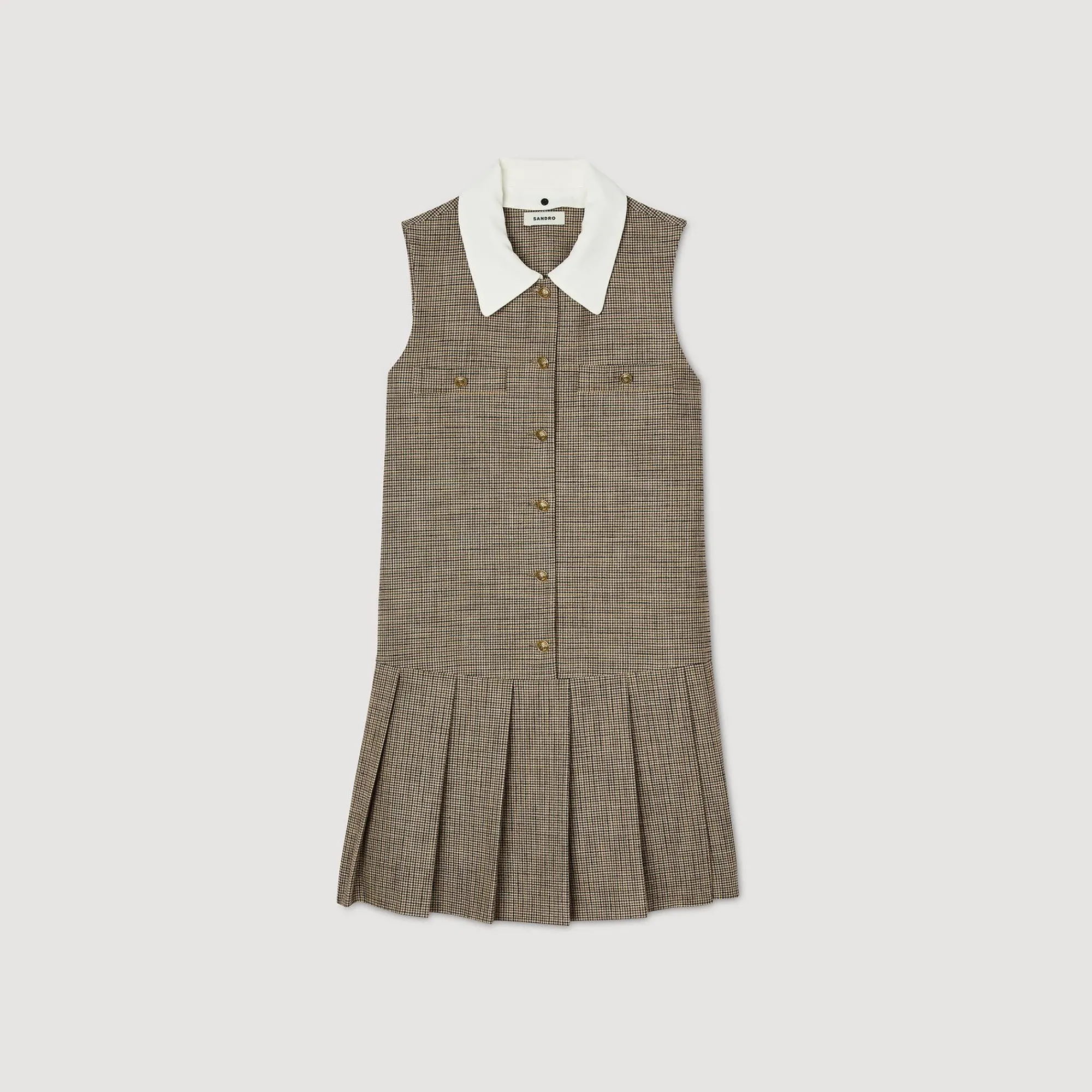 Robes*SANDRO Robe Courte Pied De Puce Marron