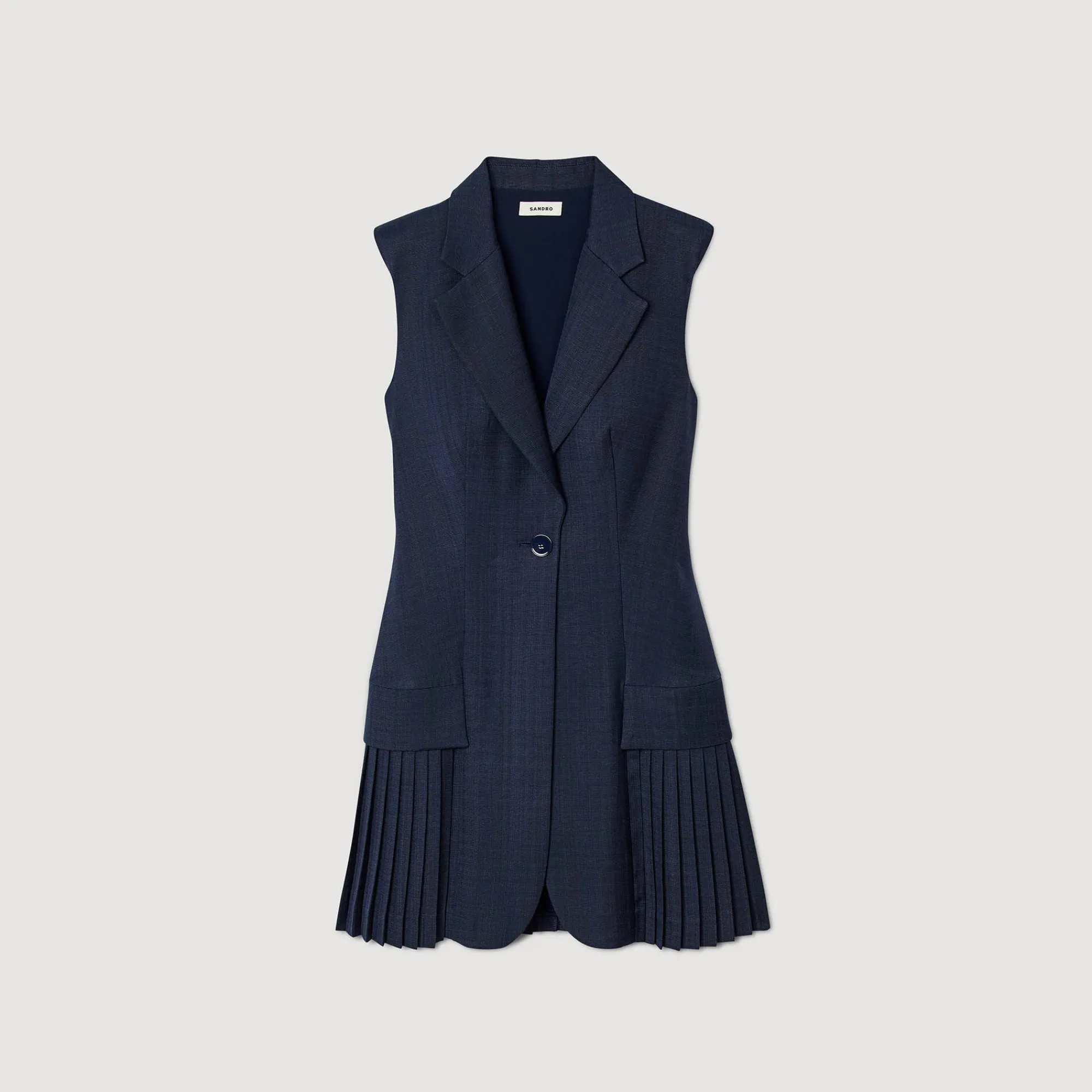 Robes*SANDRO Robe Courte Tailleur Plissée Bleu marine