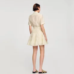 Robes*SANDRO Robe Courte Volantée Ecru