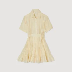 Robes*SANDRO Robe Courte Volantée Ecru