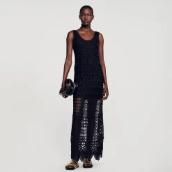 Robes*SANDRO Robe En Crochet Noir