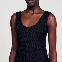 Robes*SANDRO Robe En Crochet Noir