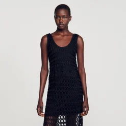 Robes*SANDRO Robe En Crochet Noir