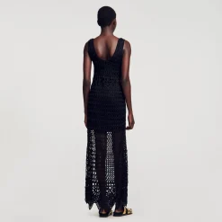 Robes*SANDRO Robe En Crochet Noir