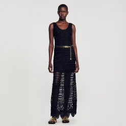 Robes*SANDRO Robe En Crochet Noir