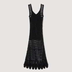 Robes*SANDRO Robe En Crochet Noir