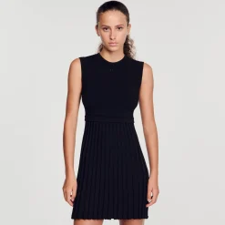 Robes*SANDRO Robe En Maille Noir