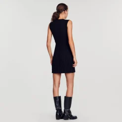 Robes*SANDRO Robe En Maille Noir