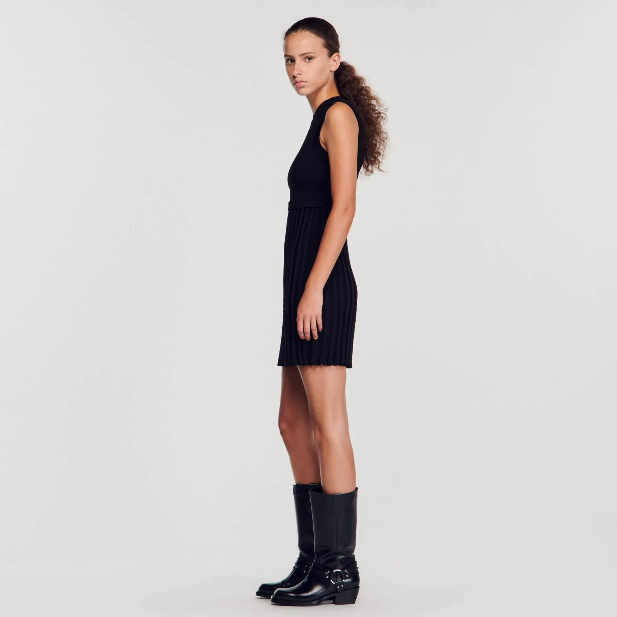 Robes*SANDRO Robe En Maille Noir