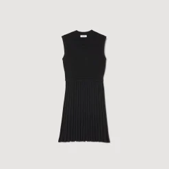 Robes*SANDRO Robe En Maille Noir
