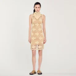 Robes*SANDRO Robe En Maille Beige
