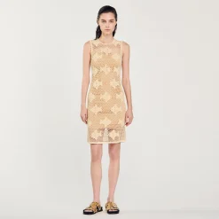 Robes*SANDRO Robe En Maille Beige