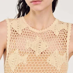 Robes*SANDRO Robe En Maille Beige
