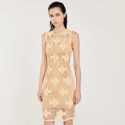 Robes*SANDRO Robe En Maille Beige