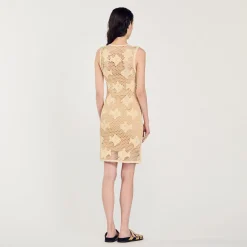 Robes*SANDRO Robe En Maille Beige