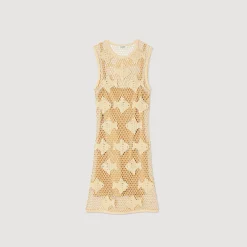 Robes*SANDRO Robe En Maille Beige