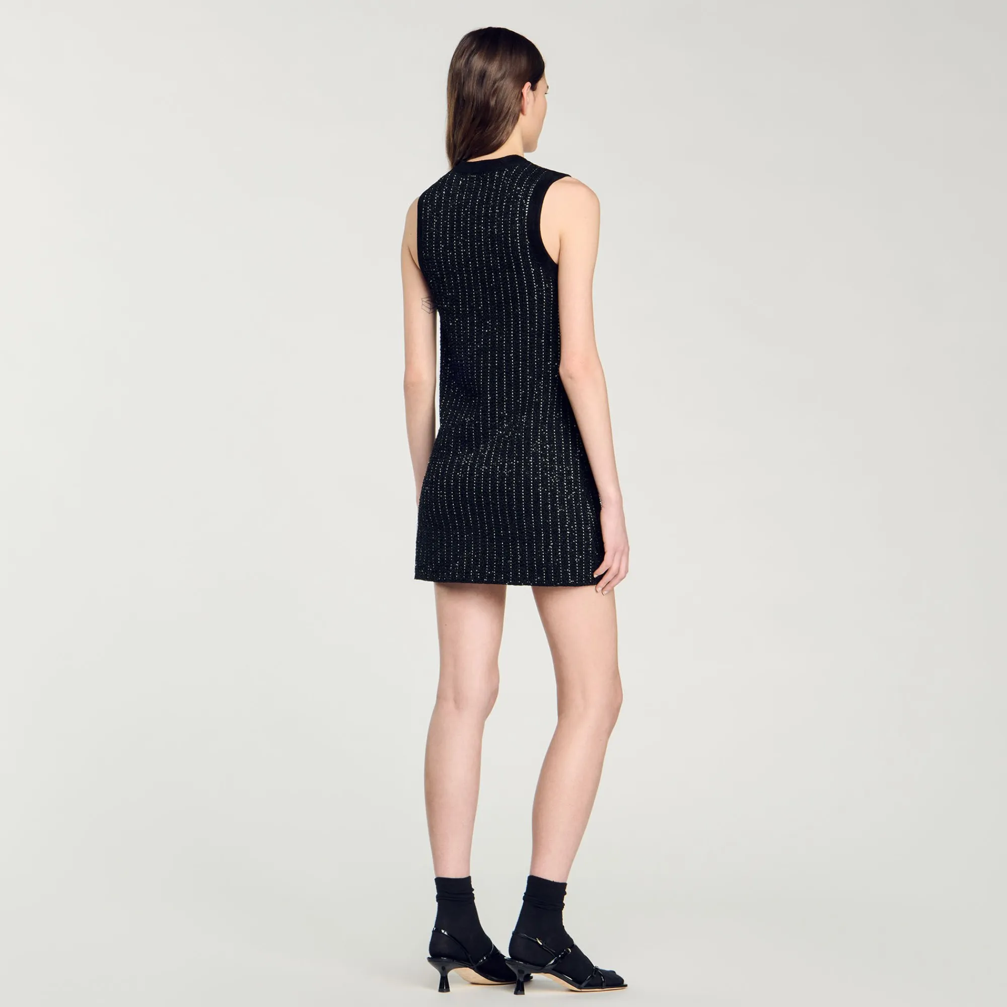 Robes*SANDRO Robe En Maille Fantaisie Noir