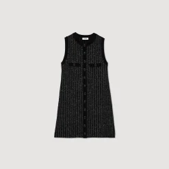 Robes*SANDRO Robe En Maille Fantaisie Noir