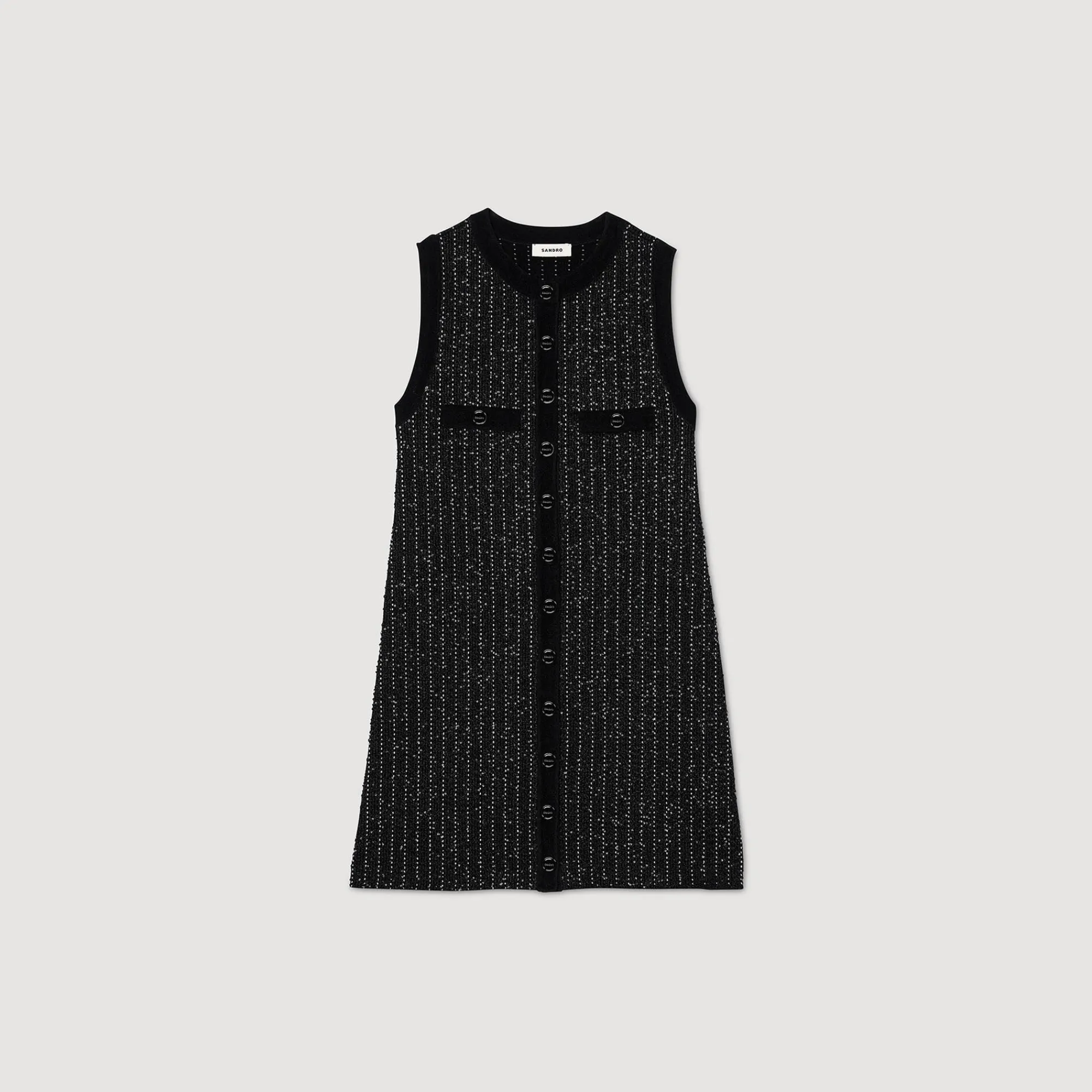 Robes*SANDRO Robe En Maille Fantaisie Noir