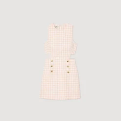 Ensembles|Robes*SANDRO Robe En Tweed Ajourée Rose Clair