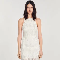Robes*SANDRO Robe Longue En Maille Ecru