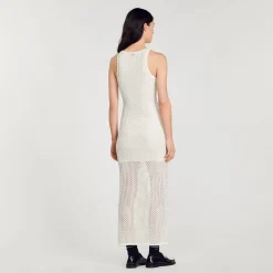 Robes*SANDRO Robe Longue En Maille Ecru