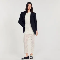 Robes*SANDRO Robe Longue En Maille Ecru