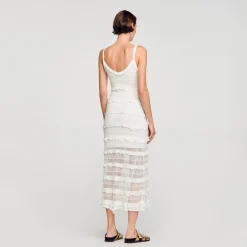 Robes*SANDRO Robe Longue En Maille blanc