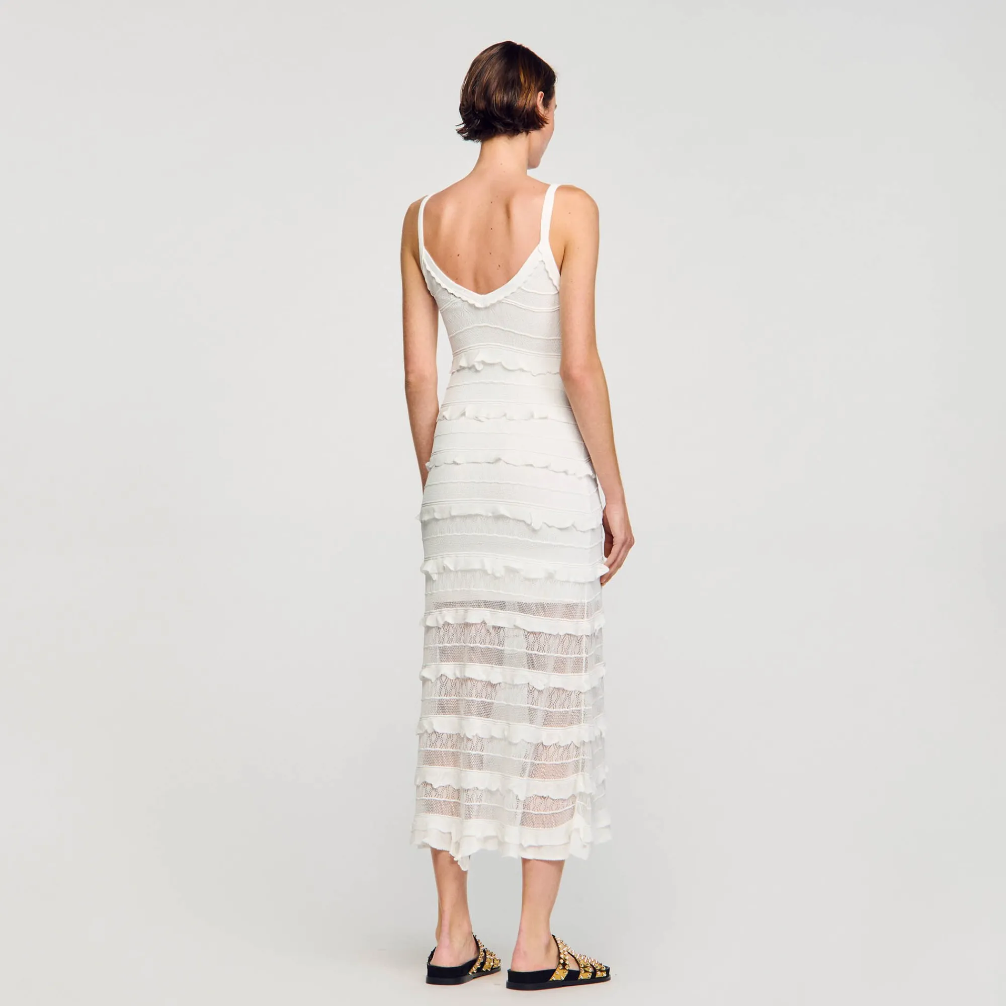 Robes*SANDRO Robe Longue En Maille blanc
