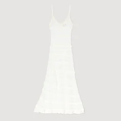 Robes*SANDRO Robe Longue En Maille blanc