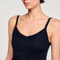 Robes*SANDRO Robe Longue En Maille Noir