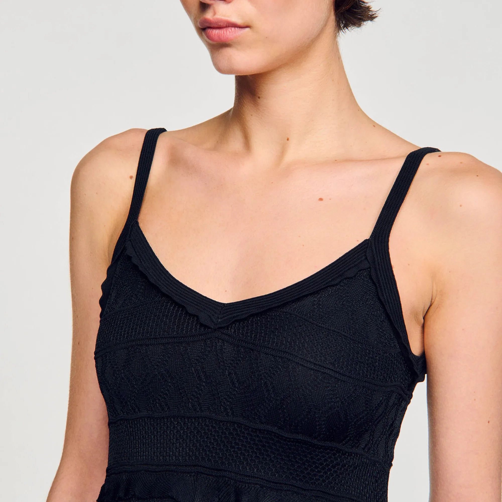 Robes*SANDRO Robe Longue En Maille Noir