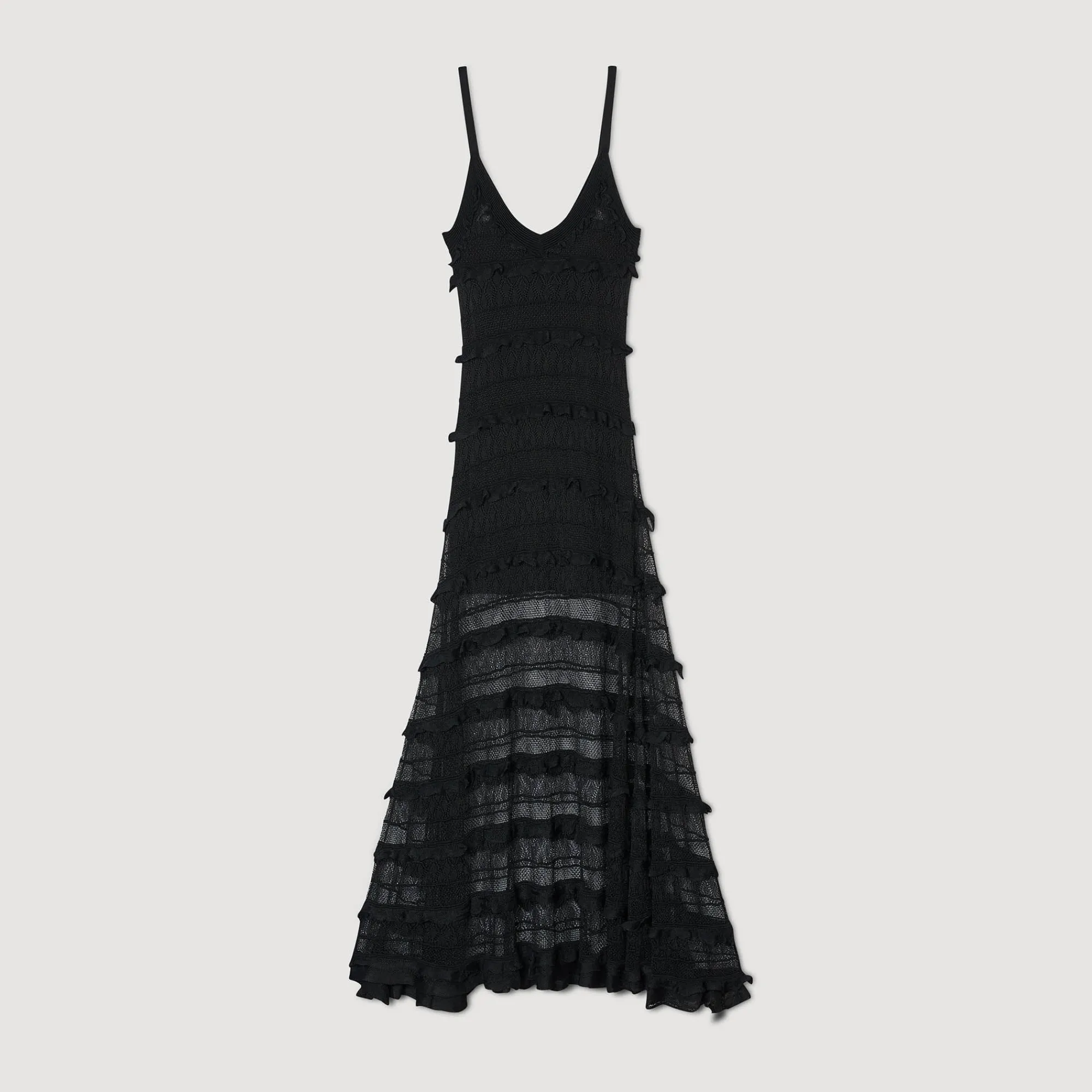 Robes*SANDRO Robe Longue En Maille Noir