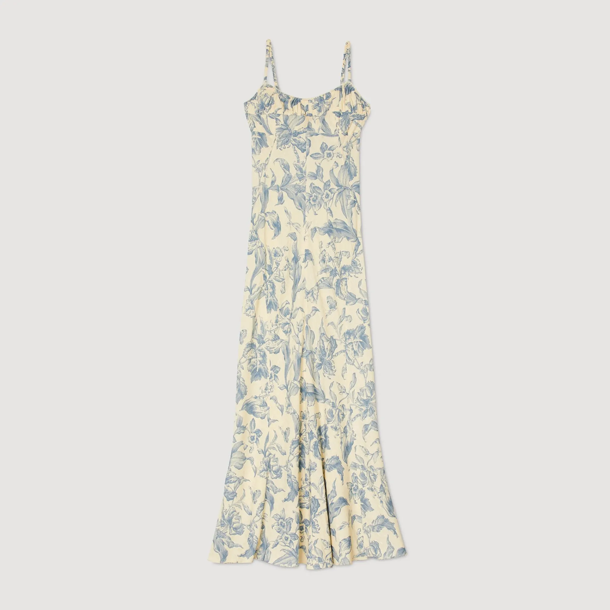 Robes*SANDRO Robe Longue Imprimée Ecru / Bleu