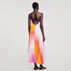 Robes*SANDRO Robe Longue Plissé Soleil Multicolore