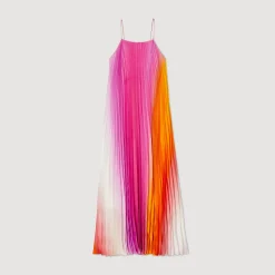 Robes*SANDRO Robe Longue Plissé Soleil Multicolore