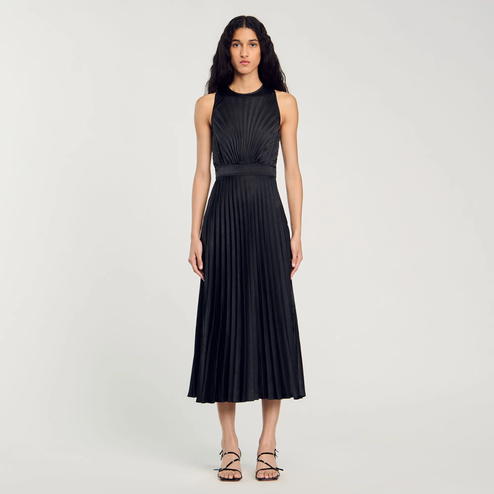 Robes*SANDRO Robe Longue Plissée Noir