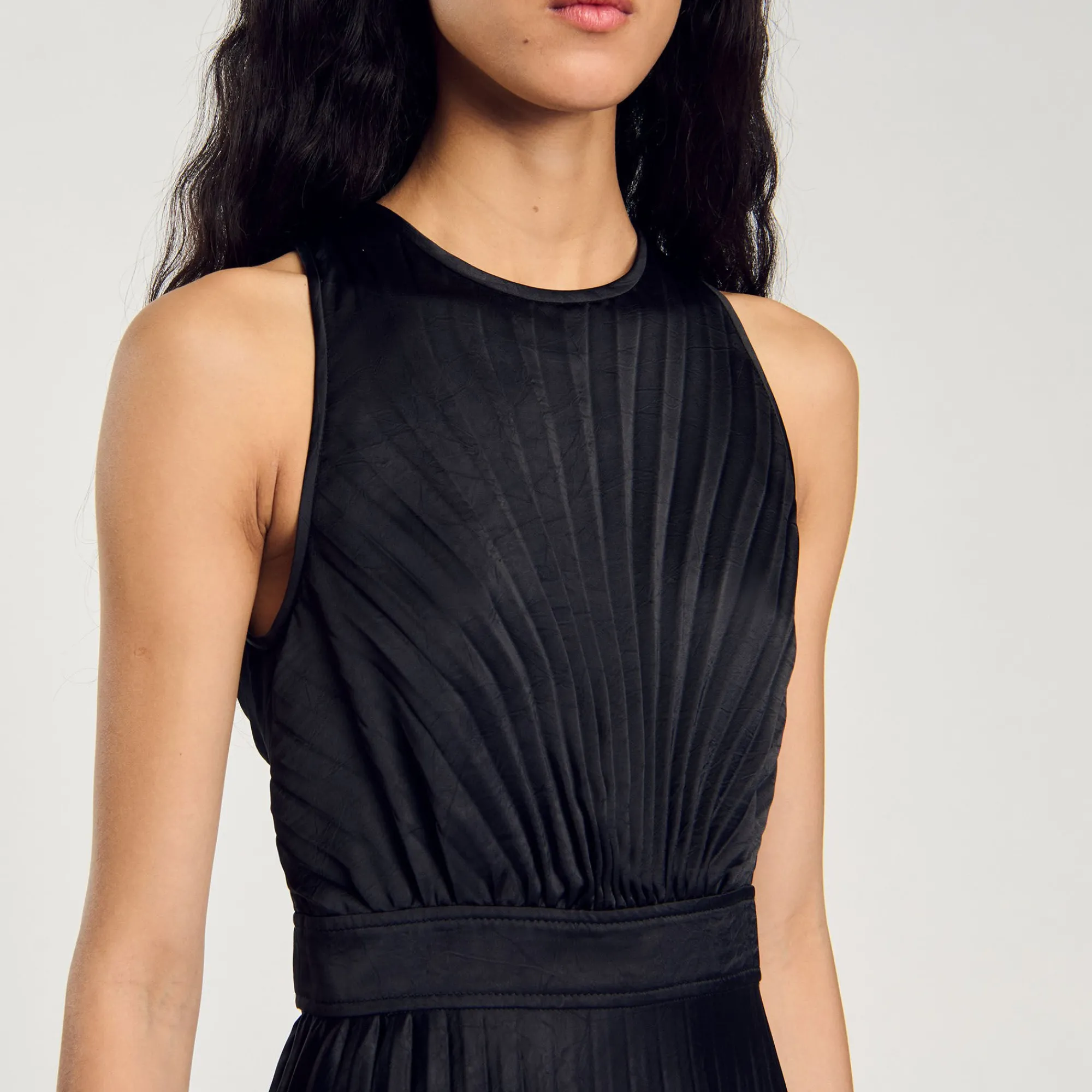 Robes*SANDRO Robe Longue Plissée Noir