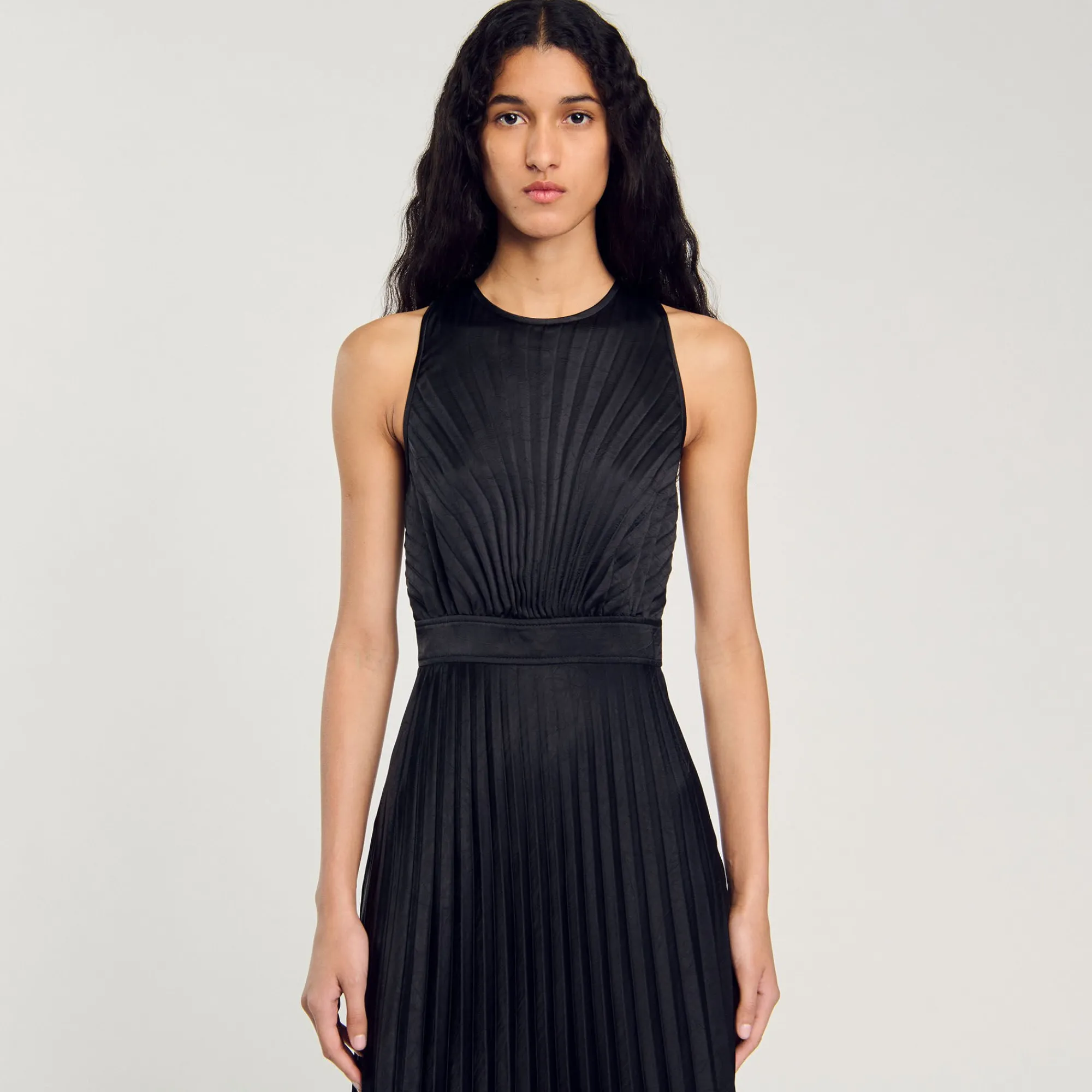 Robes*SANDRO Robe Longue Plissée Noir