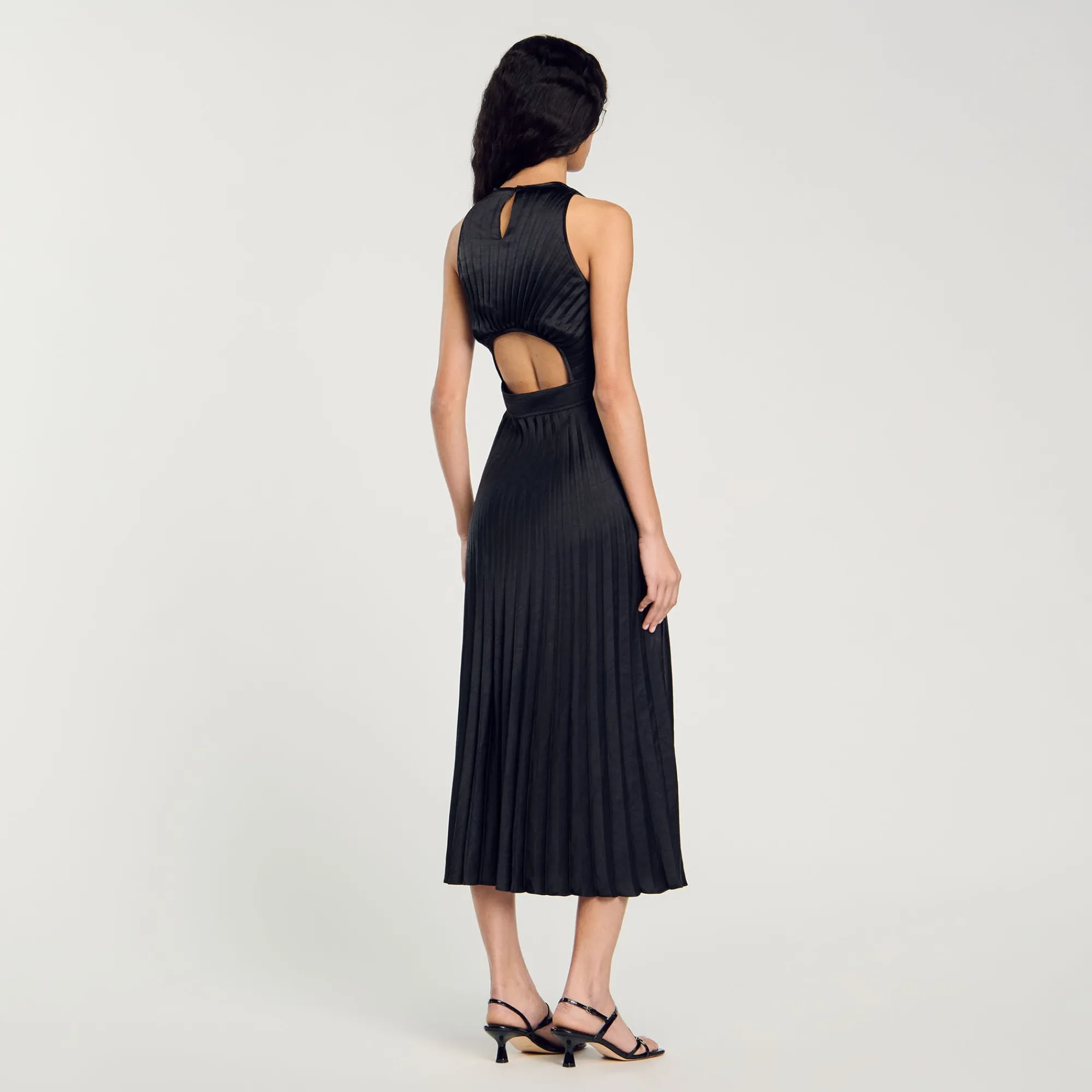 Robes*SANDRO Robe Longue Plissée Noir