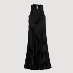 Robes*SANDRO Robe Longue Plissée Noir