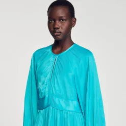 Robes*SANDRO Robe Longue Satinée Turquoise
