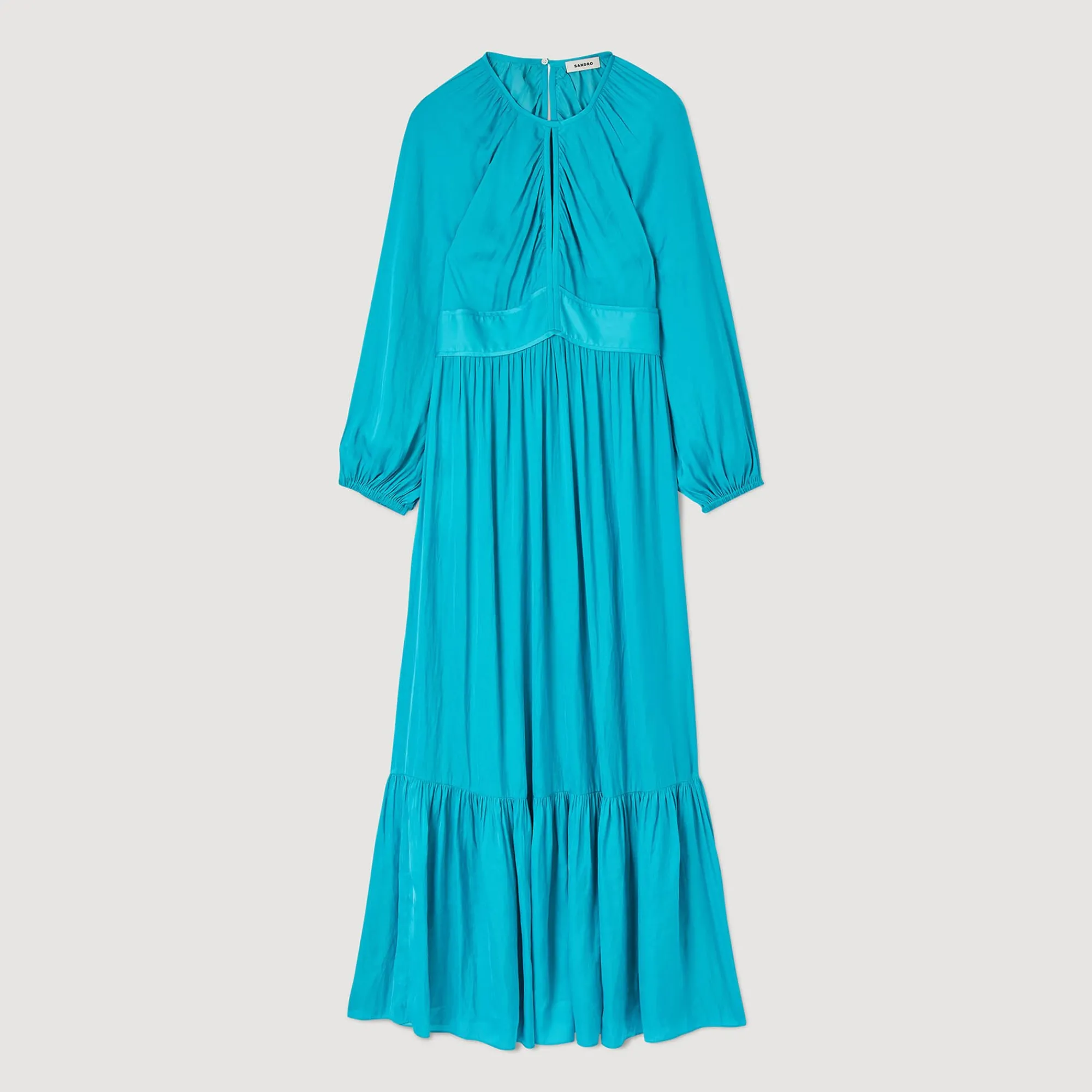 Robes*SANDRO Robe Longue Satinée Turquoise
