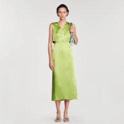 Robes*SANDRO Robe Midi 2 En 1 Vert Olive