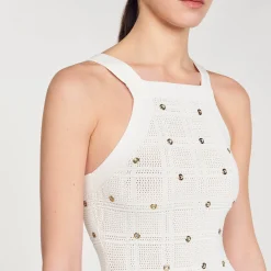 Robes*SANDRO Robe Midi à Franges blanc