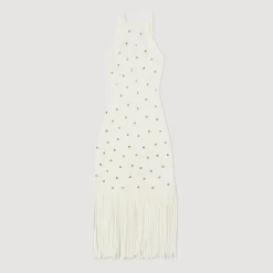 Robes*SANDRO Robe Midi à Franges blanc