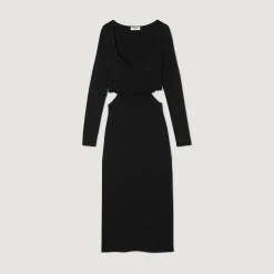 Robes*SANDRO Robe Midi Ajourée Noir